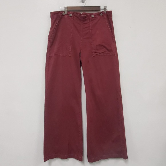 Anthropologie Pants - Pilcro Anthropologie Wide Leg Pants Size 31 Red Retro High Rise Boho Indie